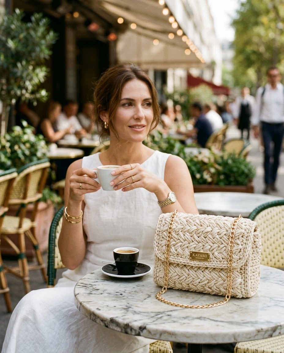 Sac KAYAMI posé sur une table de café