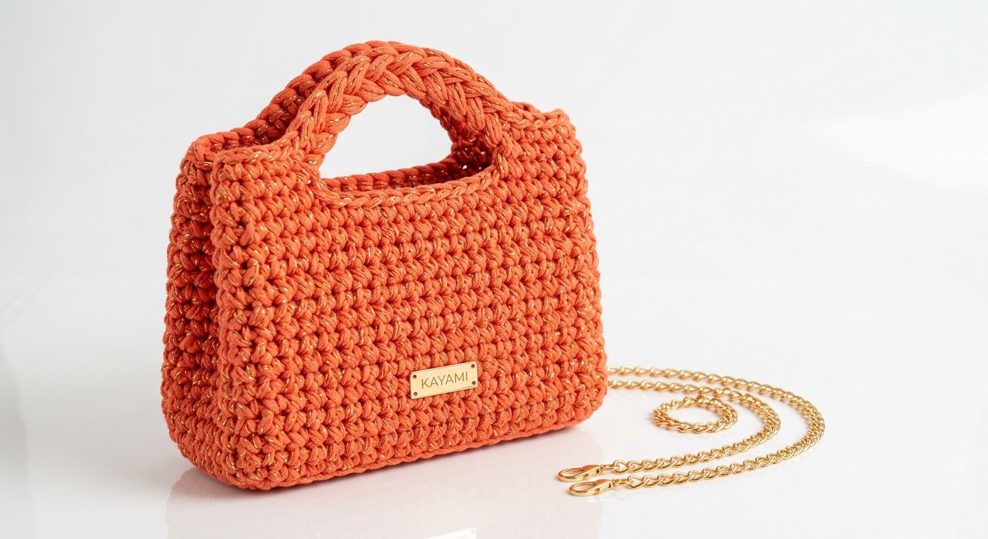 Sac KAYAMI Sunset, crocheté main en orange corail