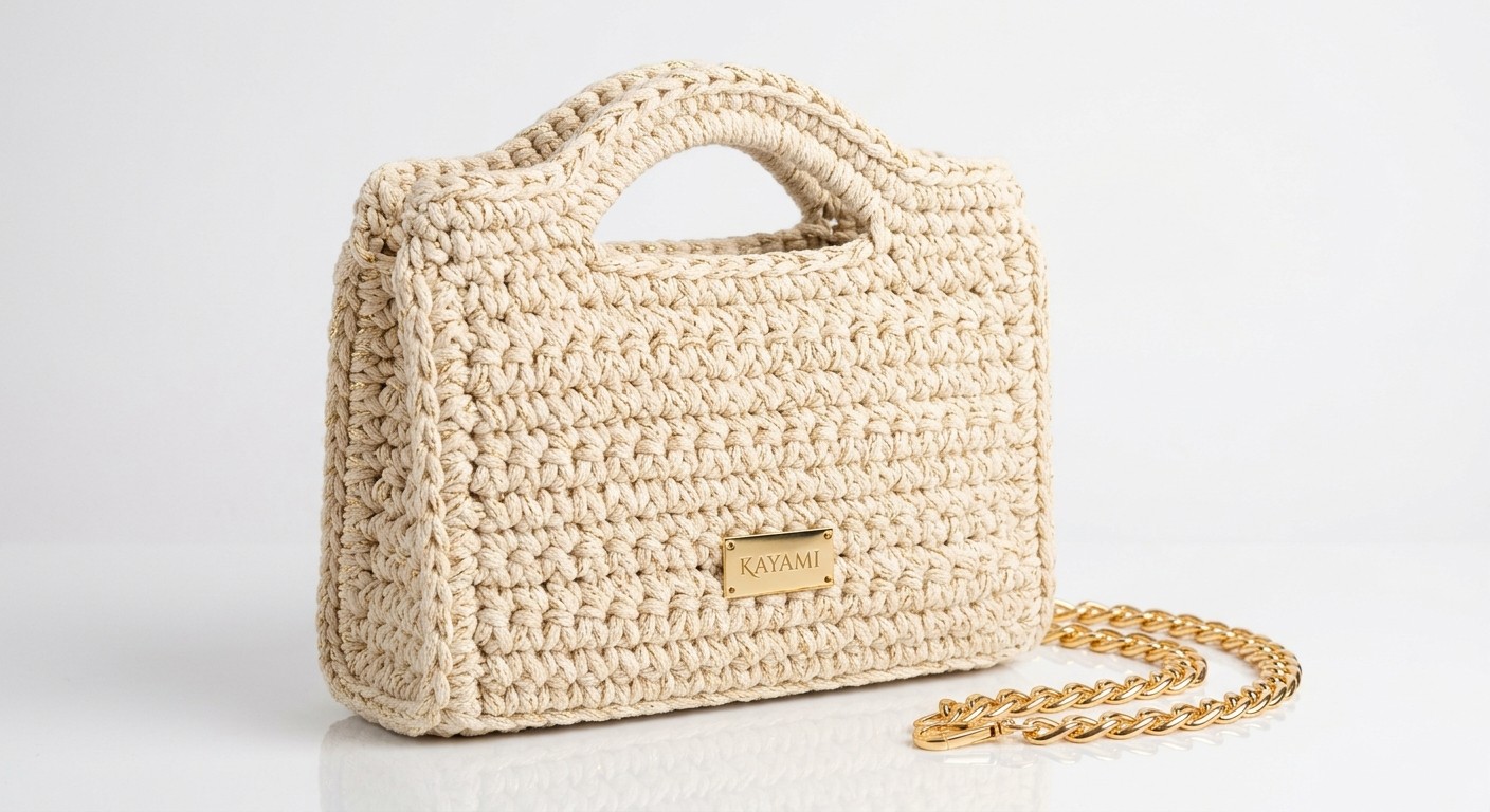 Sac KAYAMI Classique, crocheté main en crème