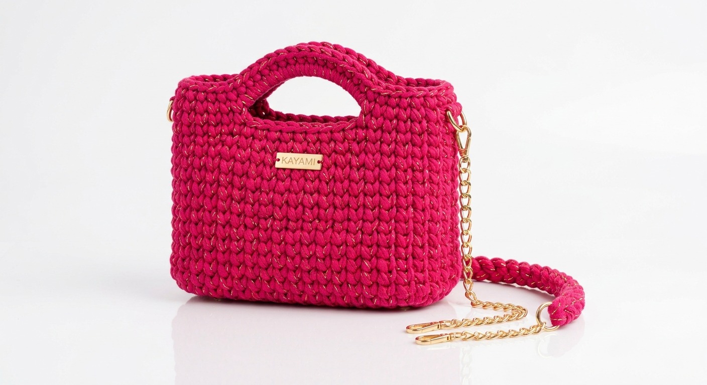 Sac KAYAMI Fuchsia, crocheté main en rose vif